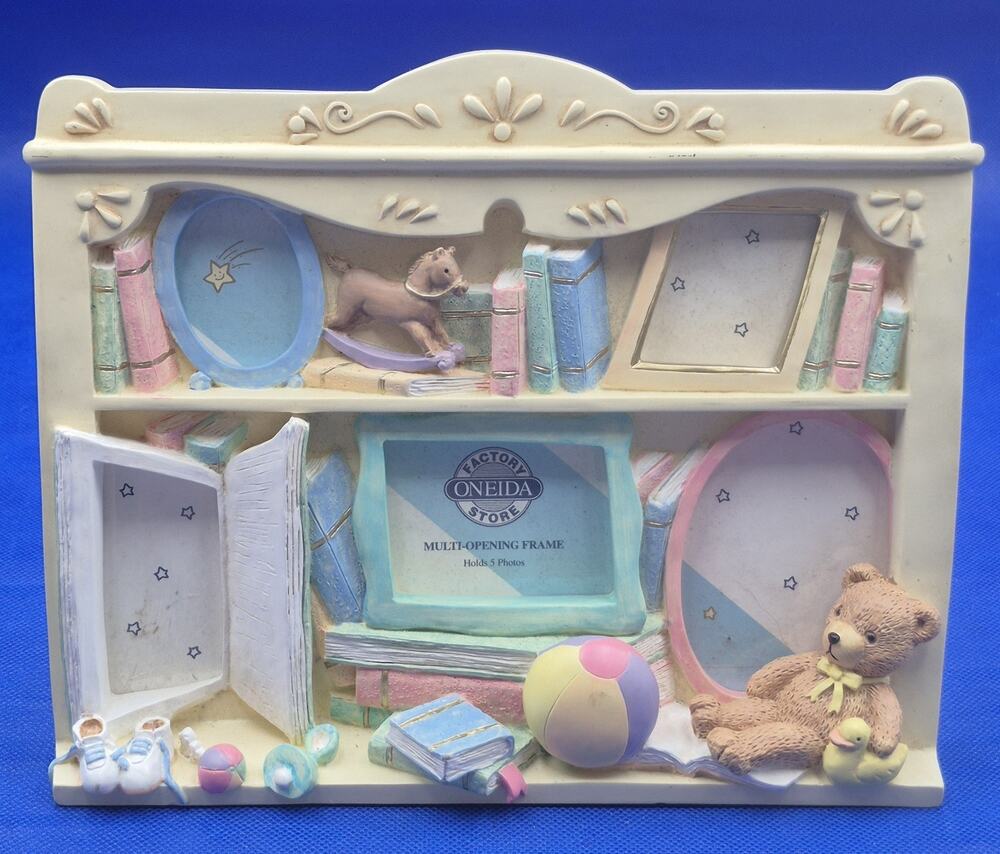 Vintage Oneida Multi-Opening Nursery-Themed Resin Picture Frame 9.5x8"